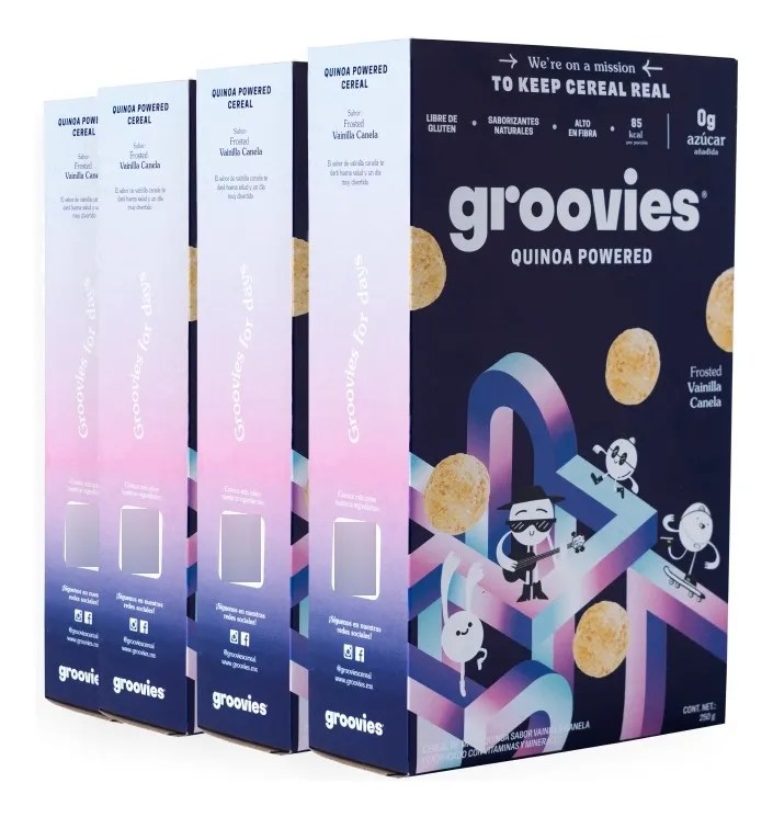 Groovies Quinoa Powered cereal saludable groovies quinoa sin gluten vainilla 4 pzs