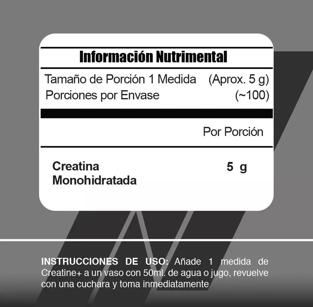 Monohidrato De Creatina Meta Nutrition 500 G. 100 Porciones Sabor Sin sabor