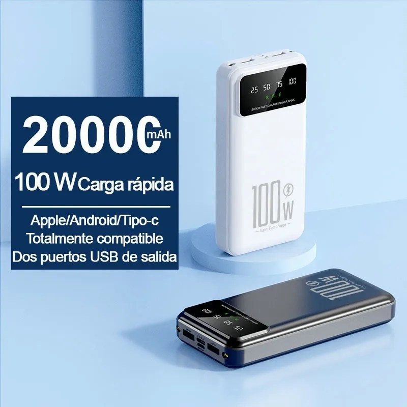 ower Bank SAIVIEK KJ-K70 20000mah Batería Externa 20W Carga Rapida Para Android,iPhone,Cargador Portátil Pila Con dos luces LED,Banco de Energía con 4 Salidas y 2 Entradas(2 USB-A, V8, Tipo C)negro