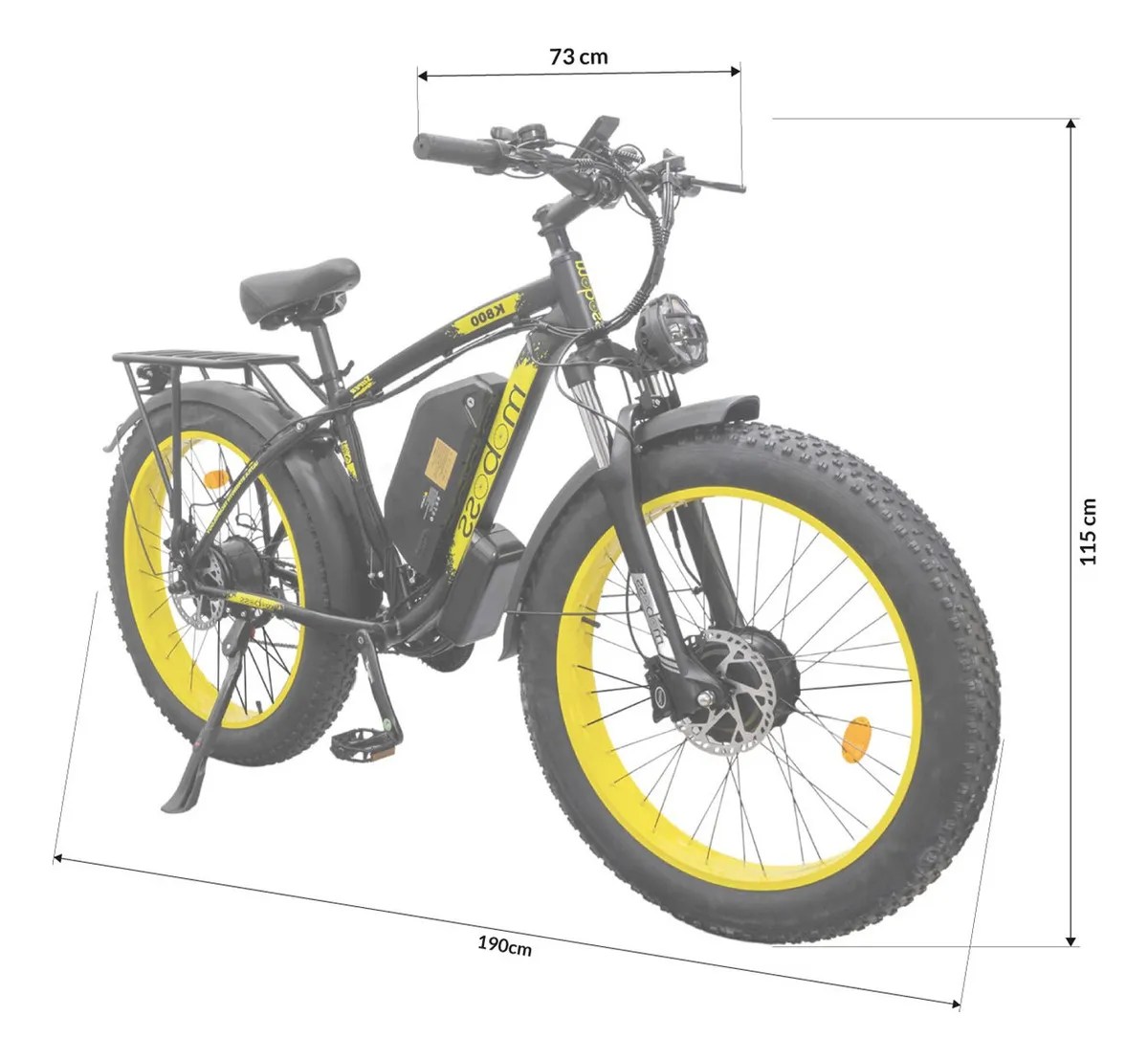 Bicicleta Eléctrica Mtb Fatbike Moboss K800 1000w X 2 26 Color Amarillo