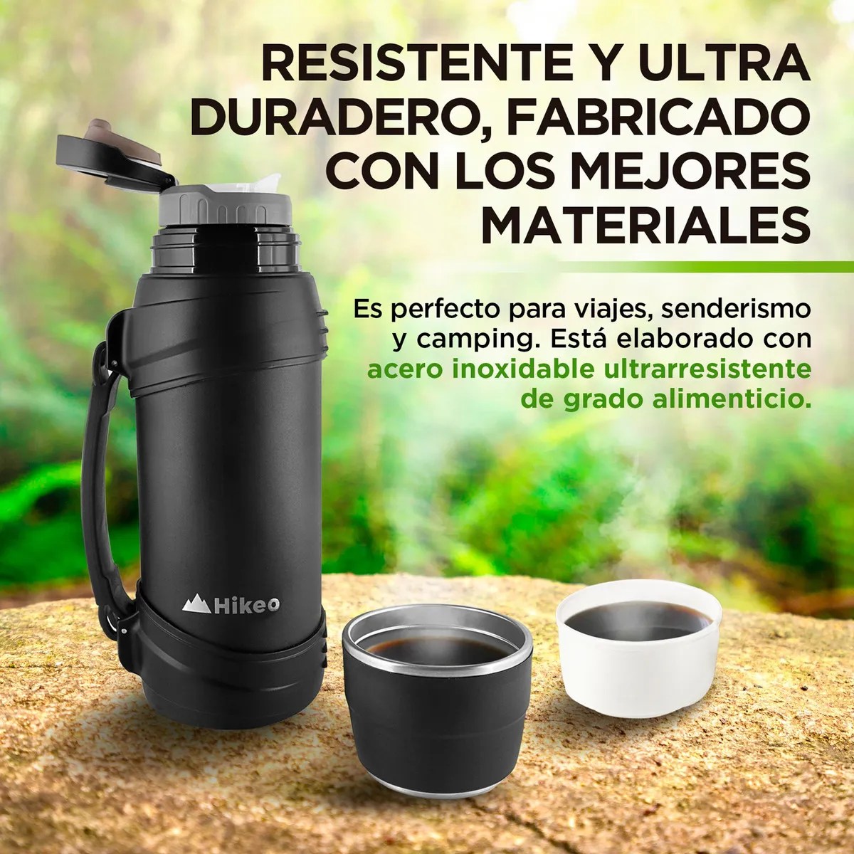 Termo de Acero Inoxidable XL (2 Litros) con Doble Pared de Aislamiento al Vacío para Uso Rudo