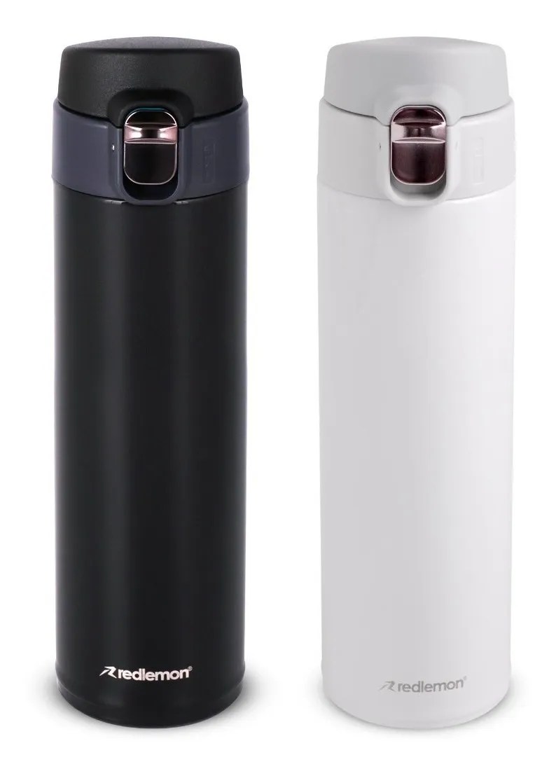 Redlemon Termo para Café de Acero Inoxidable 420 ml 2 Piezas, Set de 2 Vasos Térmicos de Doble Pared con Tapa Hermética