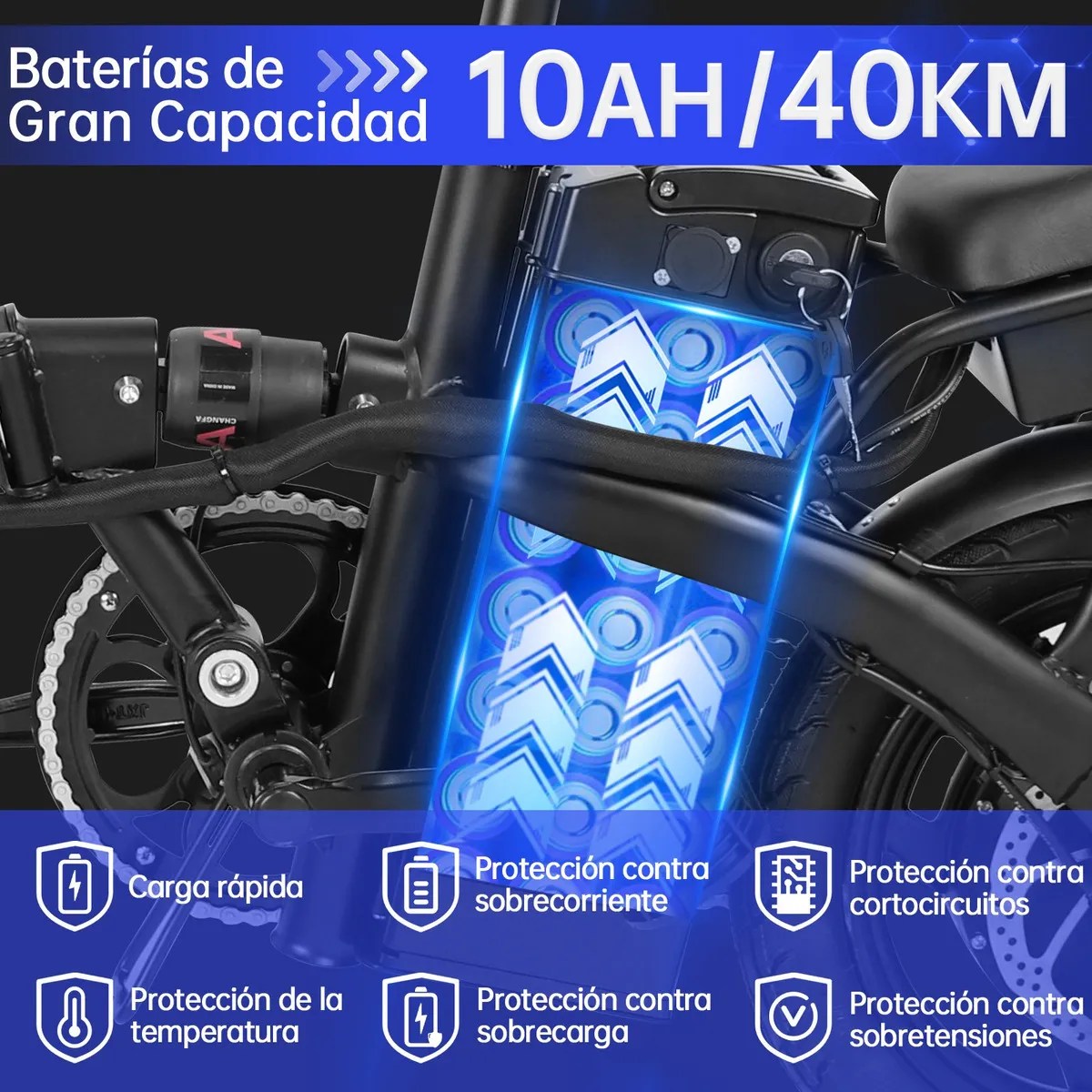 Bicicleta Eléctrica Plegable Honey Whale S6 600w 35km/h S6 NEGRO