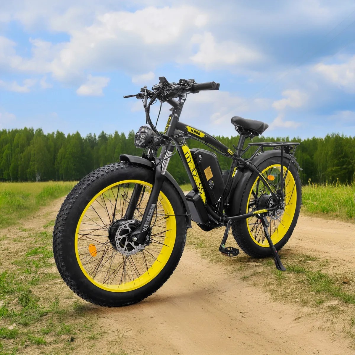 Bicicleta Eléctrica Mtb Fatbike Moboss K800 1000w X 2 26 Color Amarillo