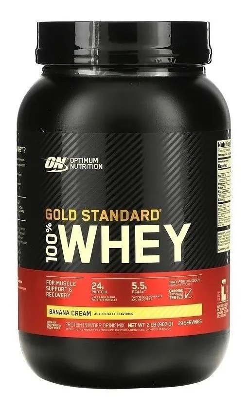 Suplemento Optimum Nutrition Proteína Gold Standard 100% Whey sabor banana cream de 907g