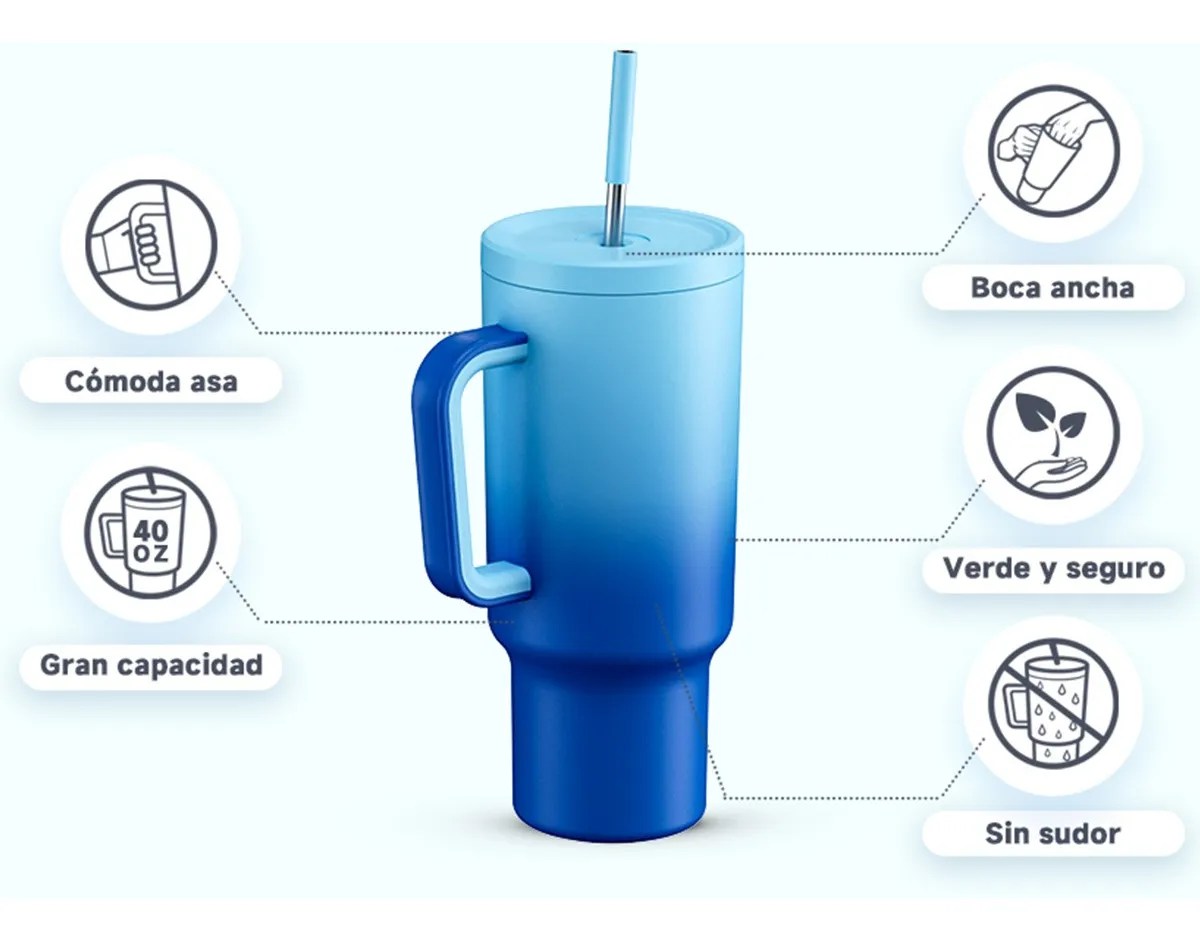 Meoky Vaso Térmico De Acero Inoxidable Con Calor/frí 40oz