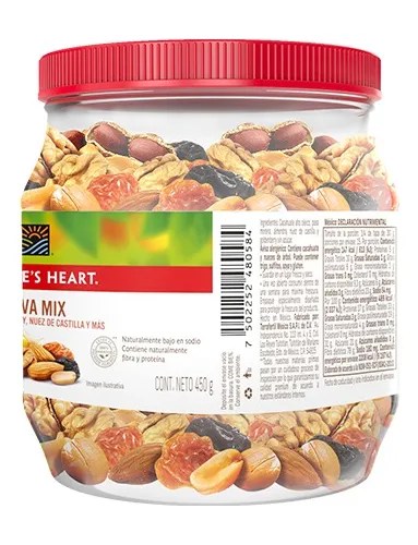 Nueces Y Fruta Deshidratada Nature’s Heart Festiva Mix Vitrolero 450g