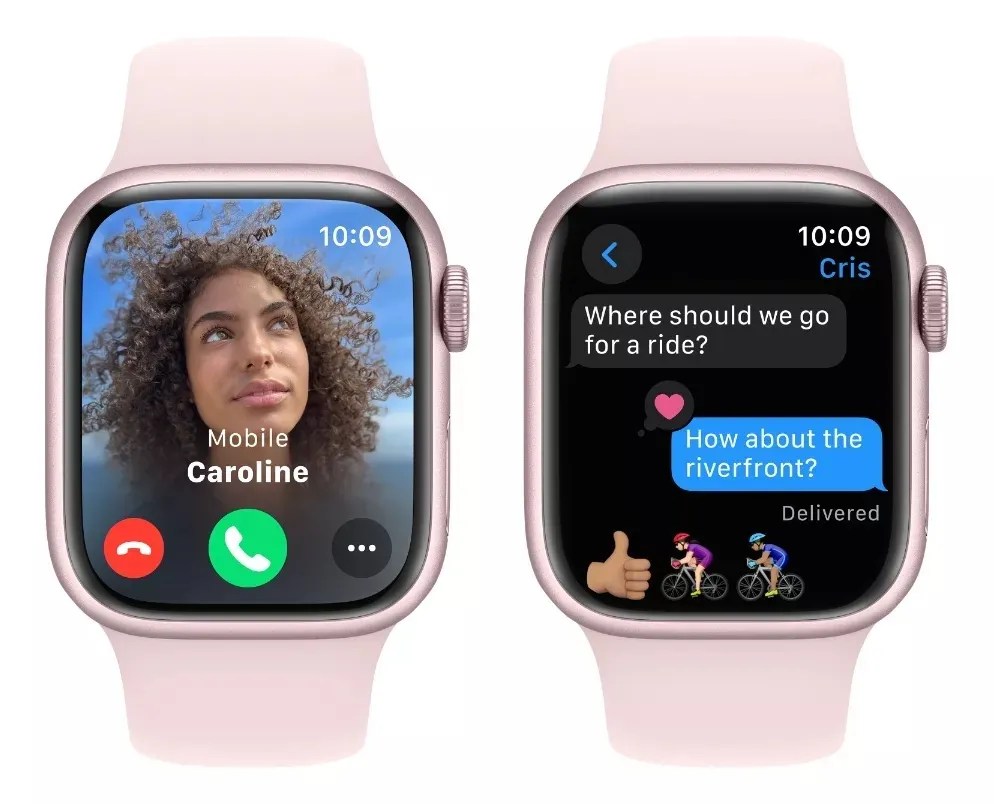 Apple Watch Series 9 GPS + Celular • Caja de aluminio rosa de 45 mm • Correa deportiva rosa claro
