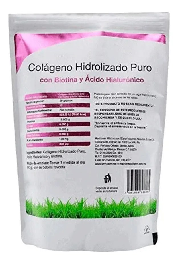 Colageno Hidrolizado Puro, Biotina, Acido Hialurónico 300 Gr Sin Sabor