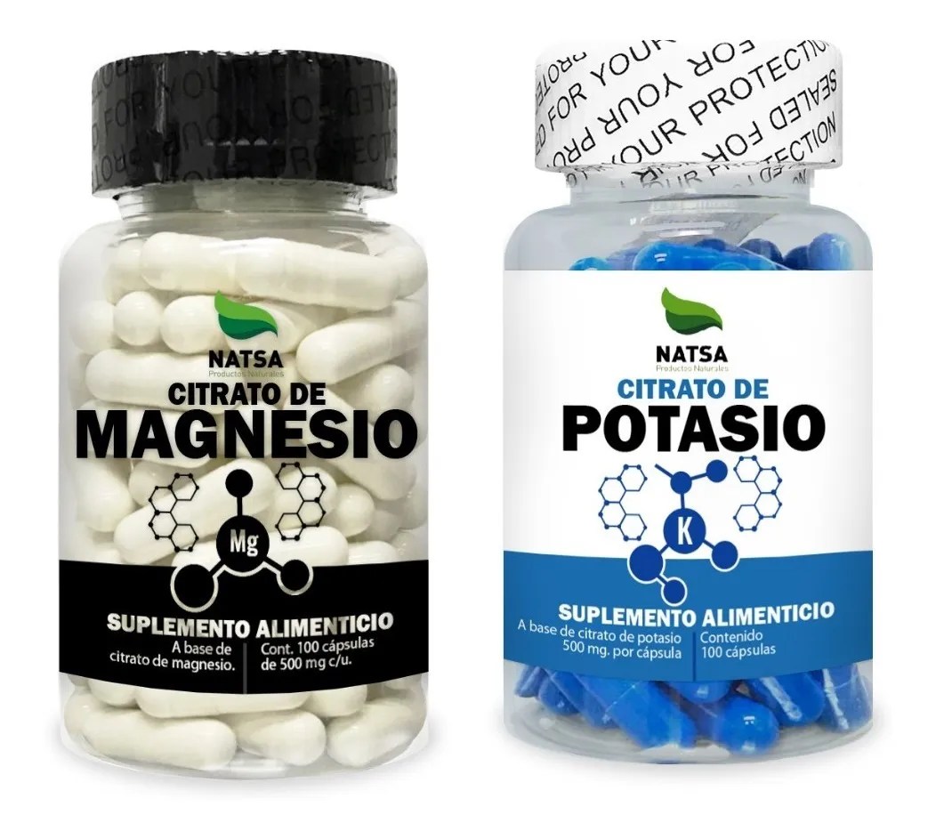 Citrato De Magnesio 100 Caps Y Citrato De Potasio 100 Caps