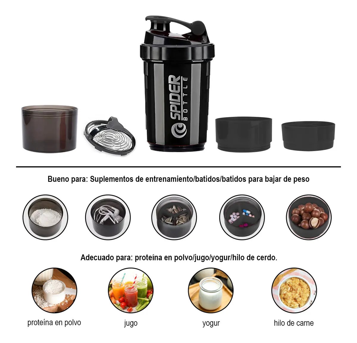 Vaso Mezclador Multifuncional Para Deportes Fitness 500ml