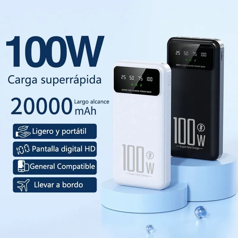 ower Bank SAIVIEK KJ-K70 20000mah Batería Externa 20W Carga Rapida Para Android,iPhone,Cargador Portátil Pila Con dos luces LED,Banco de Energía con 4 Salidas y 2 Entradas(2 USB-A, V8, Tipo C)negro
