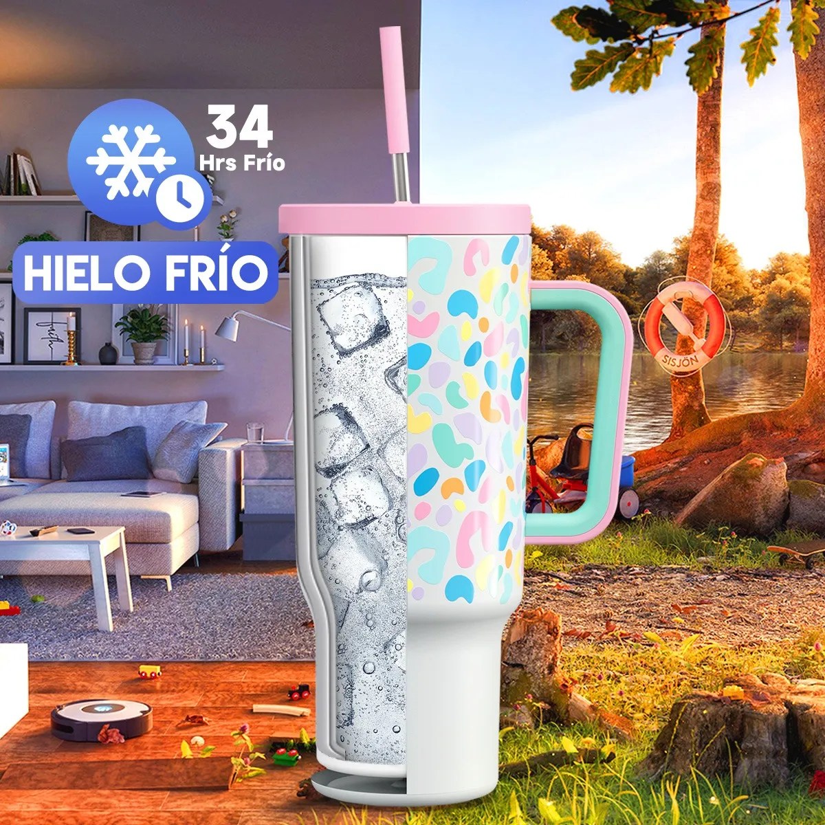 Meoky Vaso Térmico De Acero Inoxidable Con Calor/frí 40oz
