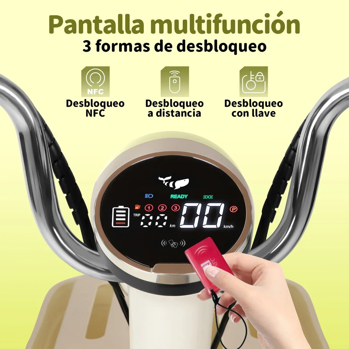 Moto Bicicleta Eléctrica U4s Con Alarma 35km/h Batería 20ah Color Verde claro