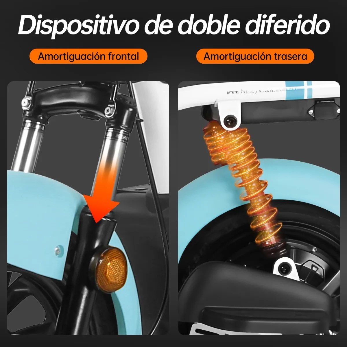 U1s Bicicleta Eléctrica Para Adultos Con Dos Asientos, Honeywhale Bicimoto Eléctrica Con Alarma, Pontencia Máxima 650w, Velocidad Máxima 31km/h, Autonomía 60-65km, Batería 20ah, Color Azul