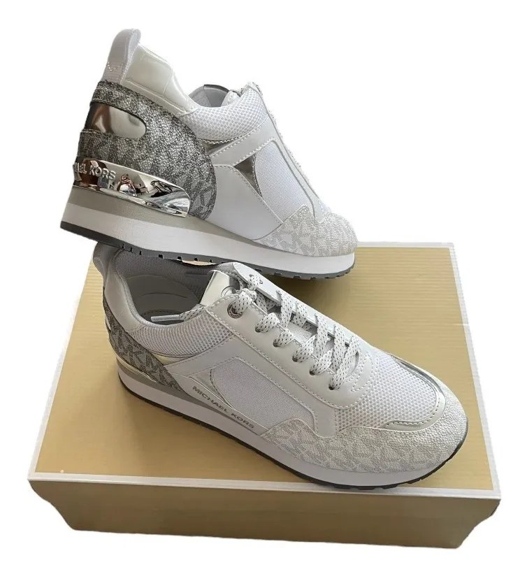 Tenis Michael Kors Original Dama Wilma Trainer White & Silver