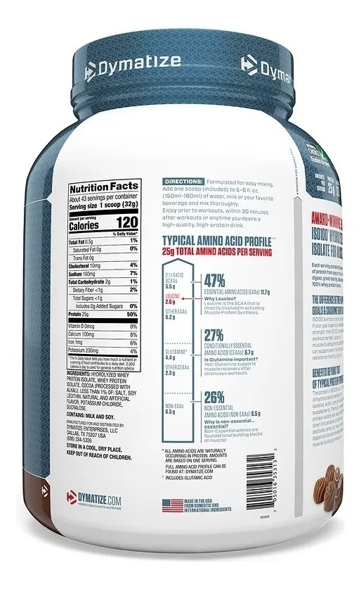 Proteina Iso 100 Dymatize Hidrolizada 3lbs Pote Sabor Chocolate
