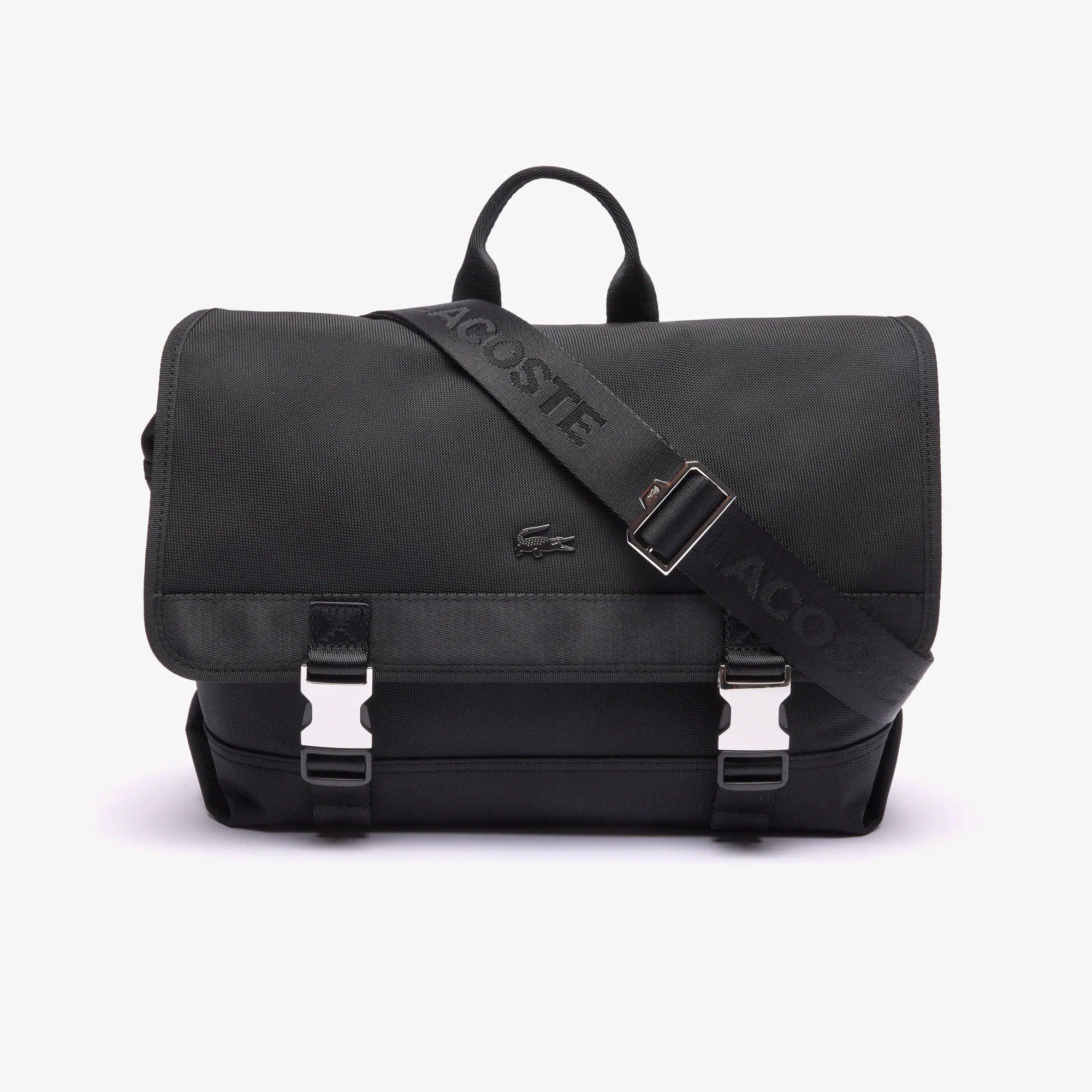 Messenger bag Lacoste de material sintético con broche de cierre para hombre
