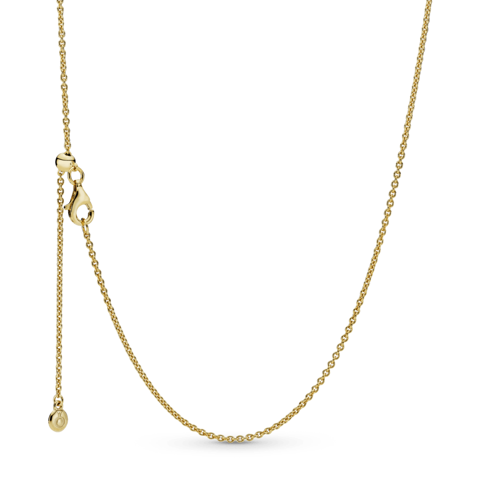 Pandora – Collar Cadena de Cable Clásico Sencillo Recubrimiento en Oro de 14K sin Gema en Dorado | 60 Cm