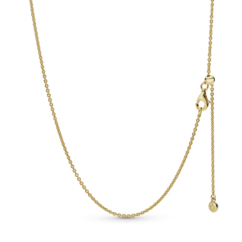 Pandora – Collar Cadena de Cable Clásico Sencillo Recubrimiento en Oro de 14K sin Gema en Dorado | 60 Cm