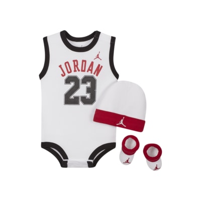 Conjunto de body, gorro y botines para bebé Jordan Jumpman – Blanco