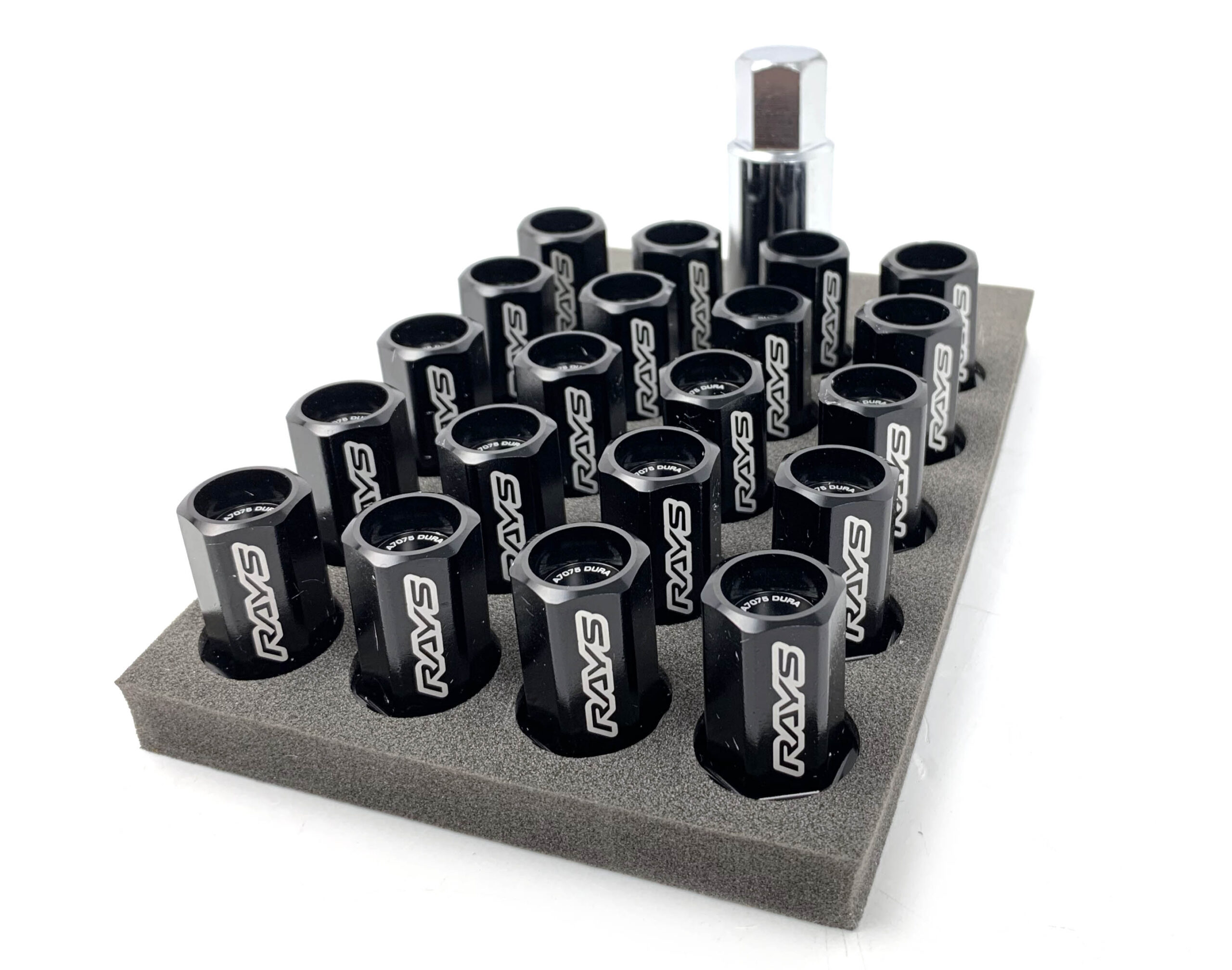 RAYS Dura-Nuts L32 Medium Straight Type Wheel Lug Nuts M12x1.25 Black