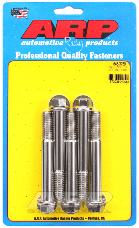 ARP 1/2-13 x 3.750 hex SS bolts