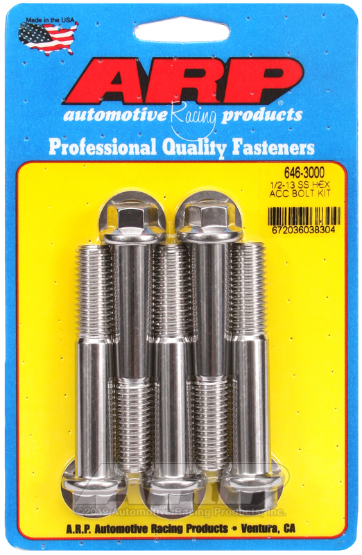 ARP 1/2-13 x 3.000 hex SS bolts