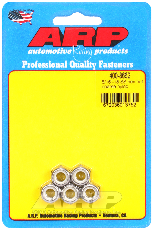 ARP 5/16-18 SS coarse nyloc hex nut kit