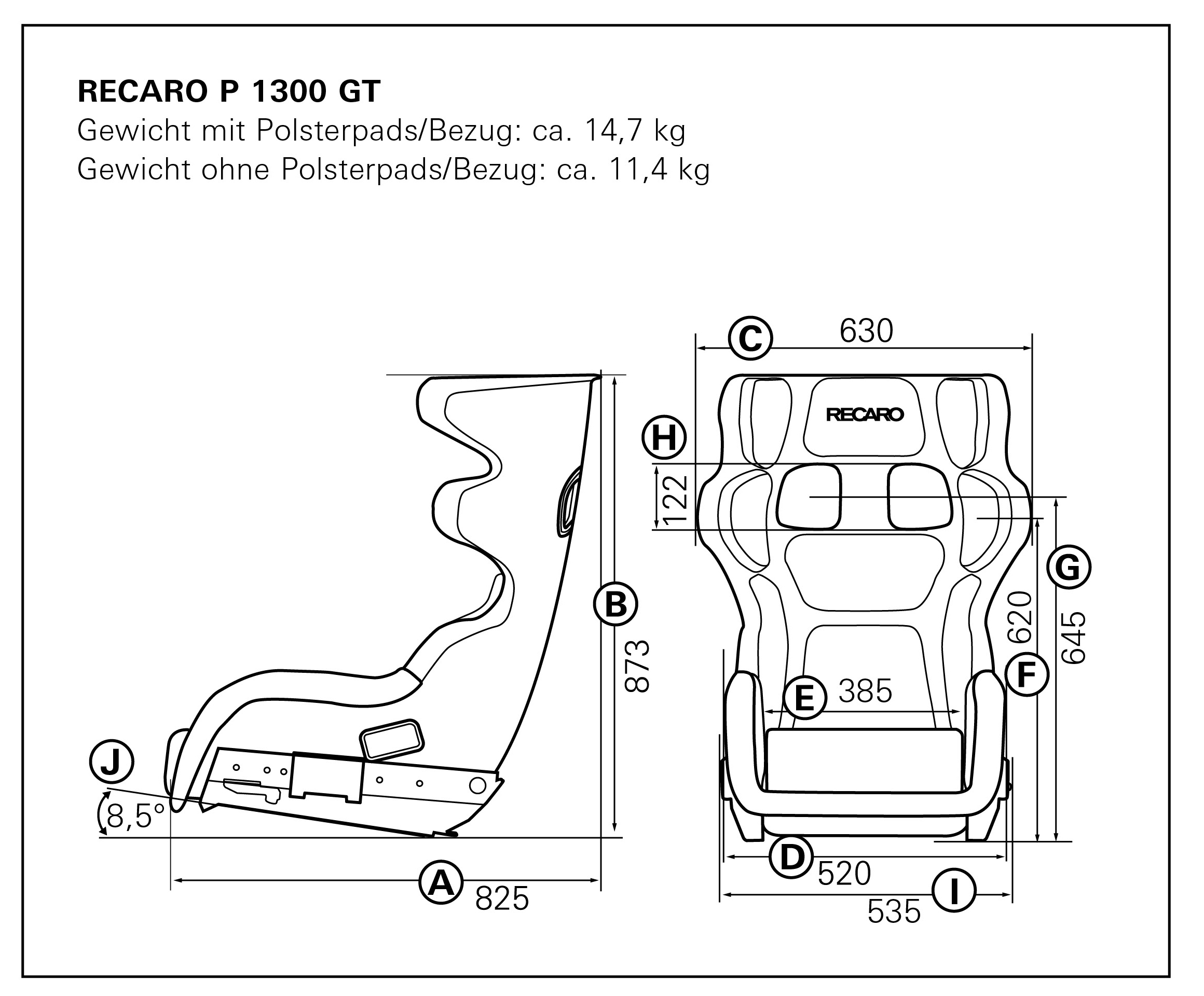 Recaro P 1300 GT – Perlon Velour black
