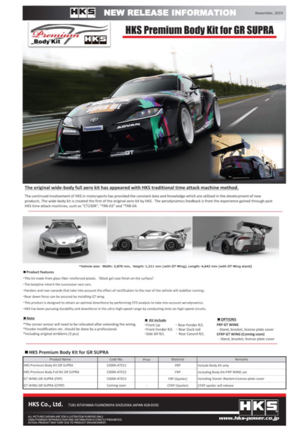 HKS A90 Supra Wide Body Kit (With Wing)