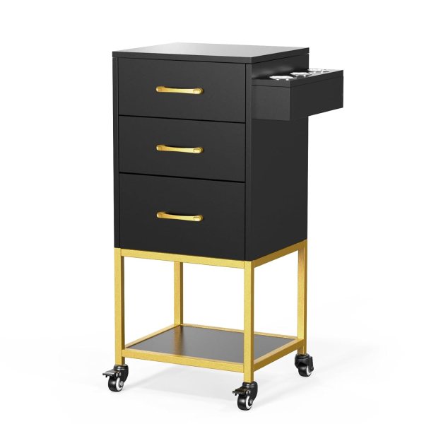 Beauty Salon Storage Trolley Cart, Salon Station for Stylist, Wooden Hair Cabinet with Dryer Holder & Drawer, Hairdressing Tools Organizer Equipment for Spa Barbershop Lash Tattoo, Black Beauty Salon Storage Trolley Cart, Salon Station for Stylist, Wooden Hair Cabinet with Dryer Holder & Drawer, Hairdressing Tools Organizer Equipment for Spa Barbershop Lash Tattoo, Black