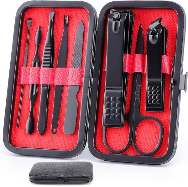8 PCS Nail Clippers, ONLYWEE Premium Manicure Set for Women & Men, Stainless Steel Facial, Hand, Foot Nail Care Tools, Professional Grooming Gift Pedicure Kit with Luxurious Portable Travel Case 8 PCS Nail Clippers, ONLYWEE Premium Manicure Set for Women & Men, Stainless Steel Facial, Hand, Foot Nail Care Tools, Professional Grooming Gift Pedicure Kit with Luxurious Portable Travel Case