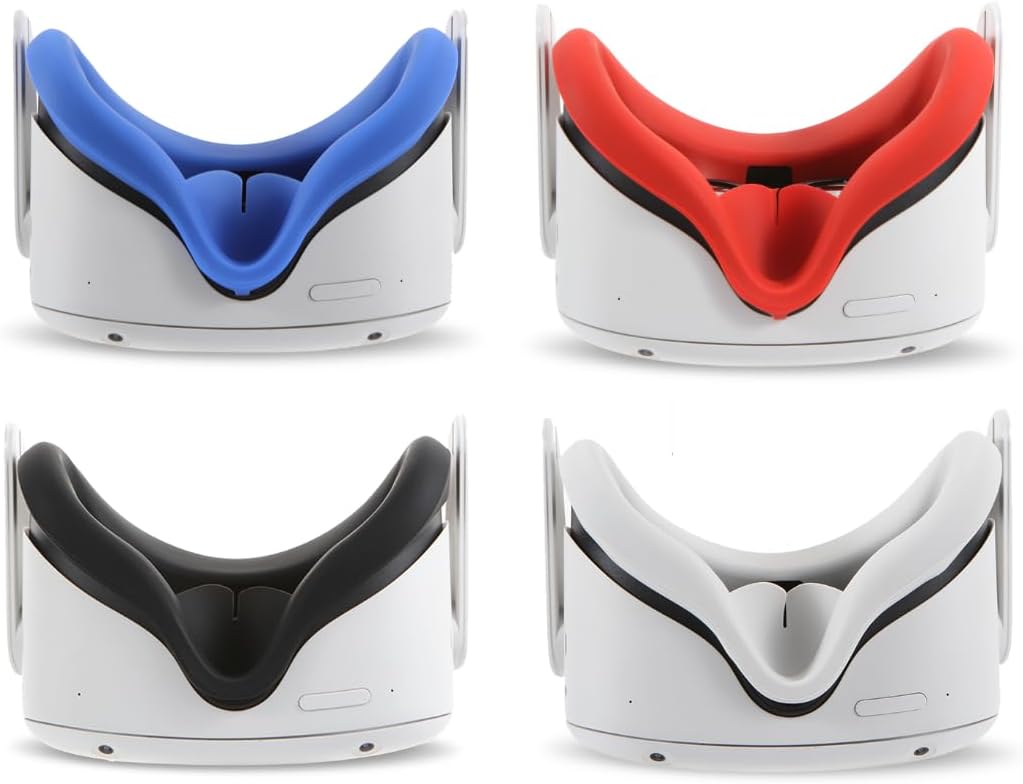 4Pcs VR Silicone Face Cover for Oculus Quest 2,Light-Thin VR Face Pads,Waterproof Anti-Dirty Replacement Facial Cushion VR Pads Accessories (Black+Red+Gray+Blue) 4Pcs VR Silicone Face Cover for Oculus Quest 2,Light-Thin VR Face Pads,Waterproof Anti-Dirty Replacement Facial Cushion VR Pads Accessories (Black+Red+Gray+Blue)