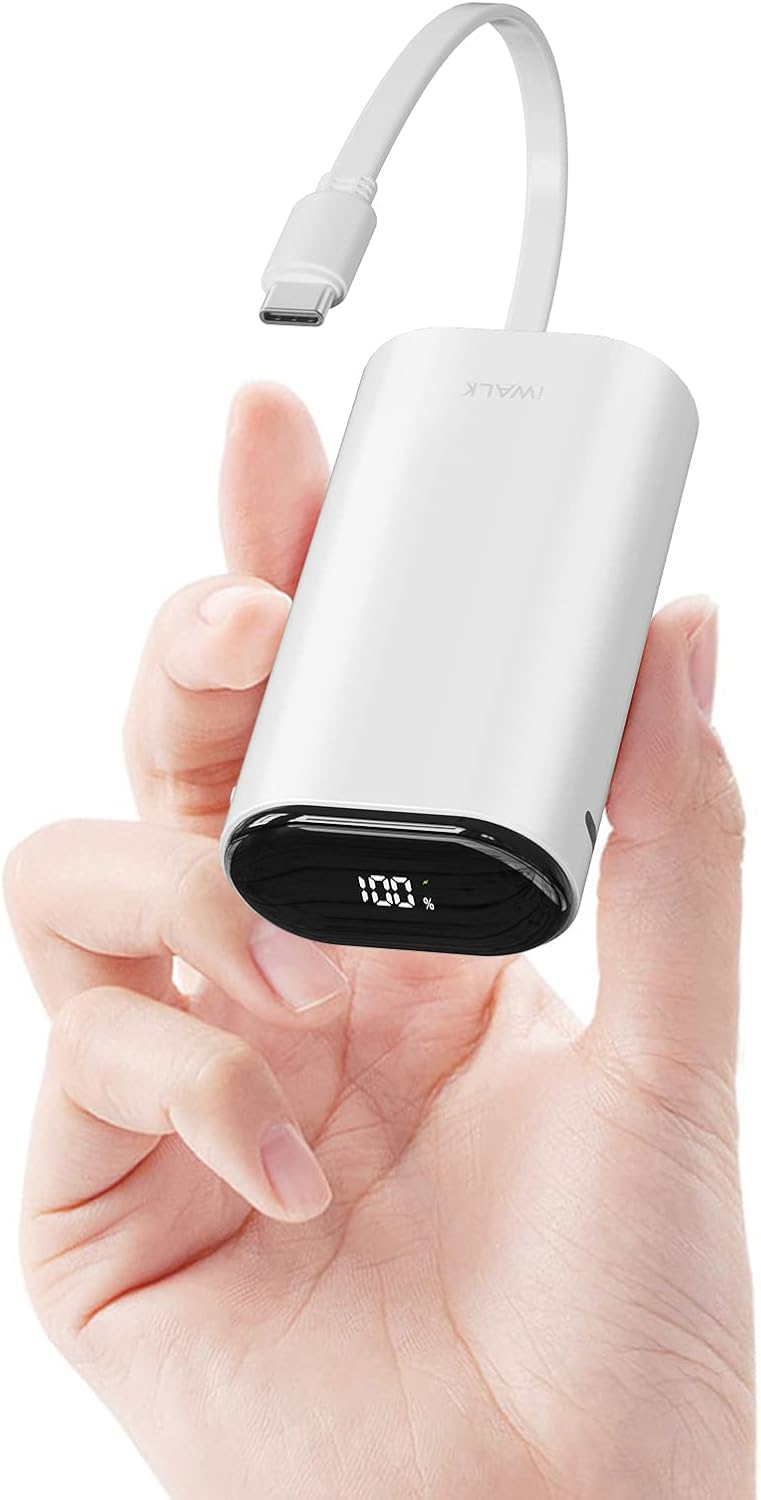 iWALK Portable Charger 9600mAh 18W PD Fast Charging, Power Bank with Built-in USB-C Cable & LED Display, External Battery Pack for Android Mobile Phone, iPhone 15, Samsung S23/ S22, Pixel 7, LG, Note iWALK Portable Charger 9600mAh 18W PD Fast Charging, Power Bank with Built-in USB-C Cable & LED Display, External Battery Pack for Android Mobile Phone, iPhone 15, Samsung S23/ S22, Pixel 7, LG, Note