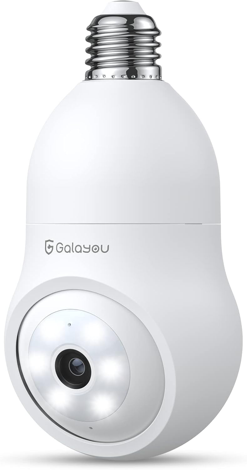 GALAYOU 360 Light Bulb Security Camera – Socket Wireless for Home Recording Indoor&Outdoor, WiFi Lightbulb Video Surveillance with 2K Resolution, Motion Tracking,Works Alexa GALAYOU 360 Light Bulb Security Camera – Socket Wireless for Home Recording Indoor&Outdoor, WiFi Lightbulb Video Surveillance with 2K Resolution, Motion Tracking,Works Alexa