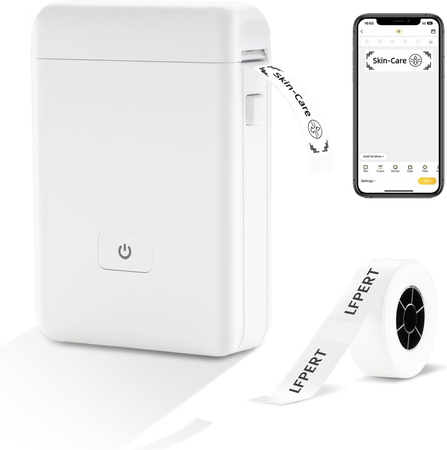 Label Maker Machine with Tape – HP2-S Portable Bluetooth Label Printer for Storage, Office, Home, Mini Smart Phone Handheld Sticker Printer with Multiple Templates Font Icon (White) Label Maker Machine with Tape – HP2-S Portable Bluetooth Label Printer for Storage, Office, Home, Mini Smart Phone Handheld Sticker Printer with Multiple Templates Font Icon (White)