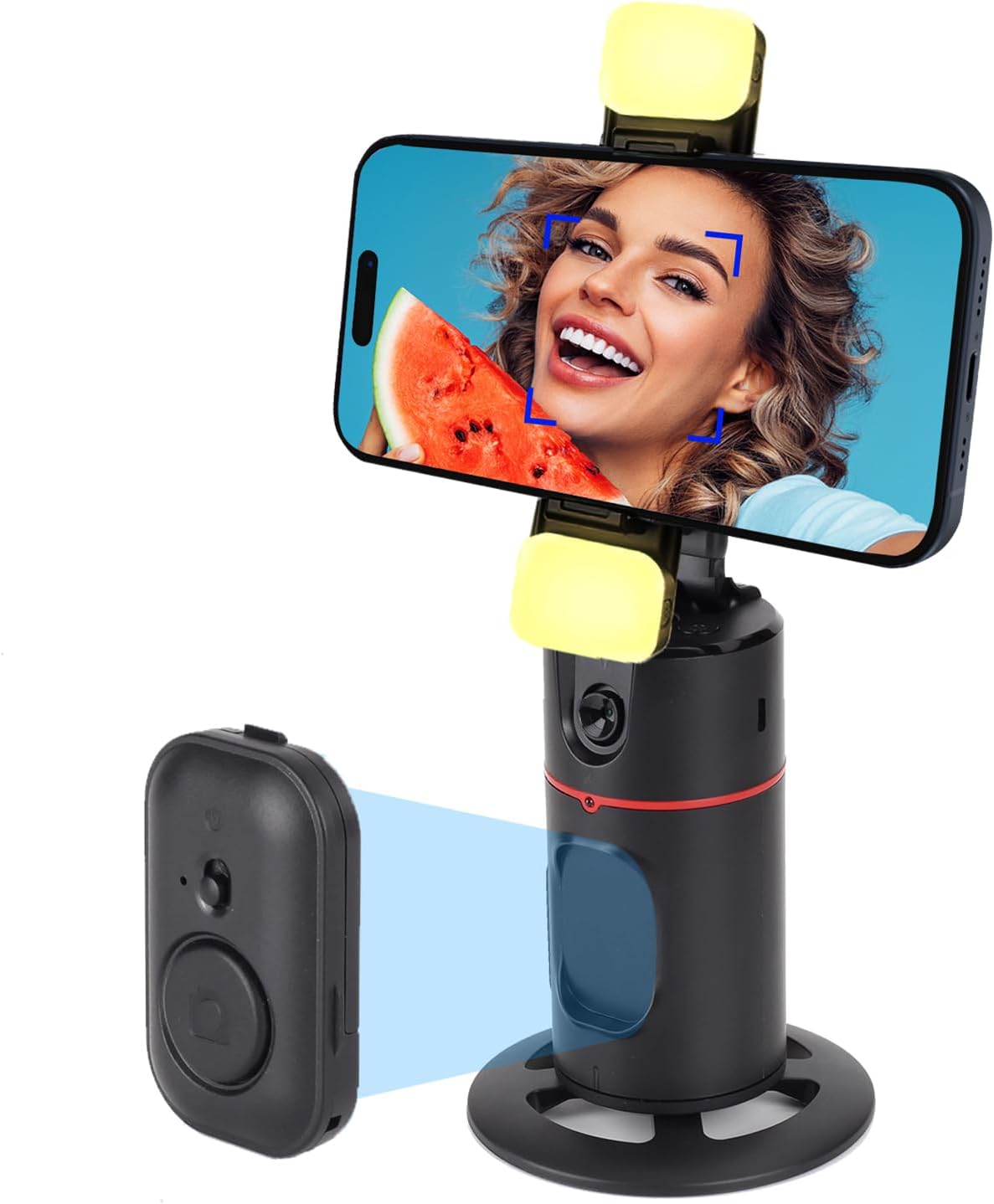 Auto Face Tracking Tripod,360°Rotation Phone Camera Mount Smart Shooting Holder with Remote Selfie Stick,No App,Gesture Control,with 2pcs LED Light Auto Face Tracking Tripod,360°Rotation Phone Camera Mount Smart Shooting Holder with Remote Selfie Stick,No App,Gesture Control,with 2pcs LED Light