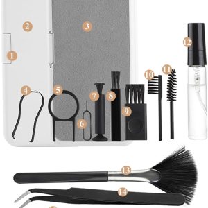 18-in-1 Camera Cleaning kit,Small Multitool Accessories with Computer Duster,Keyboard keycap Remover,Vacuum Spray,Brushes Gadgets,Cleaner for Devices Screen,Phone,MacBook,Laptop,Earbud Crevice,Laptop