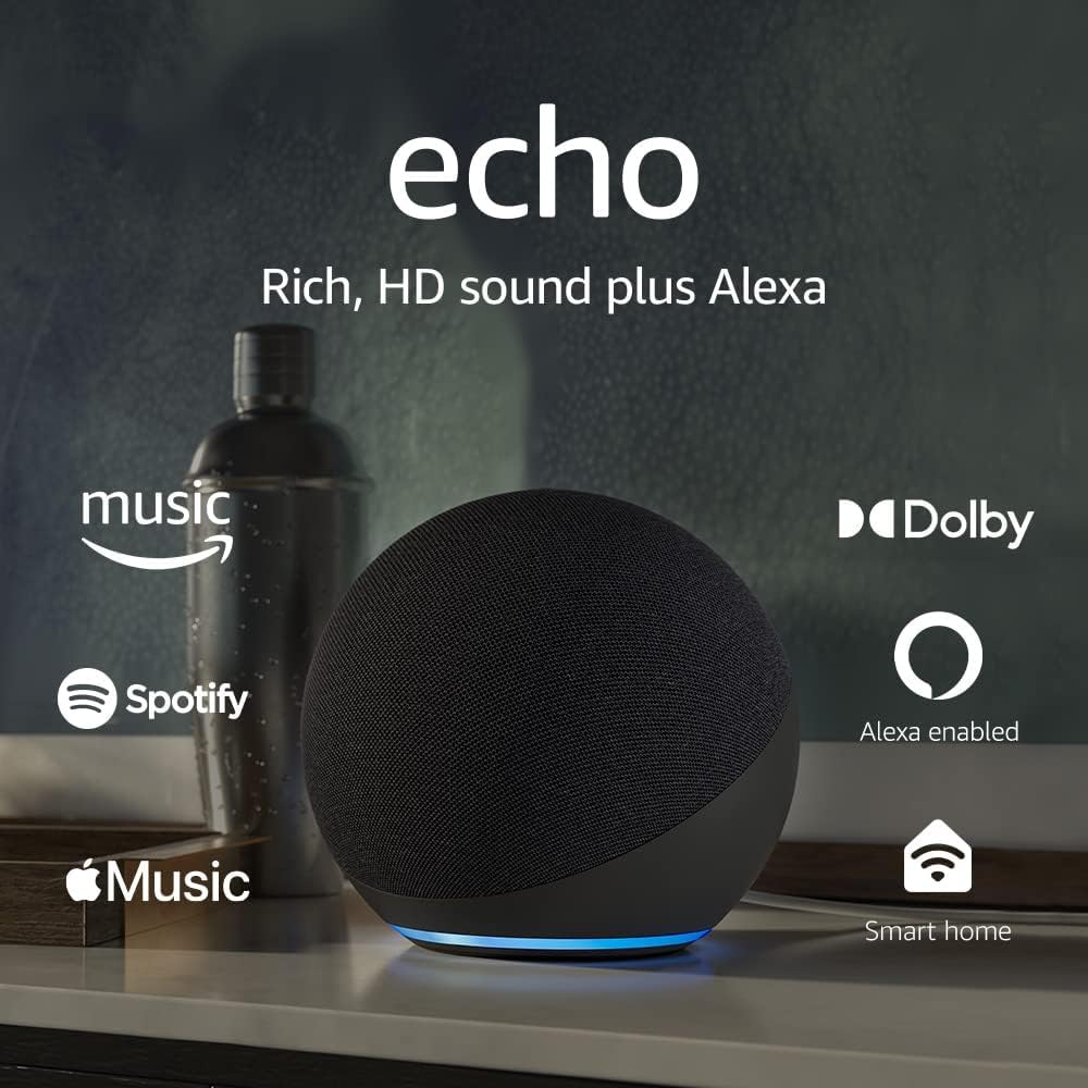 Echo (4th Gen) | With premium sound, smart home hub, and Alexa | Charcoal Echo (4th Gen) | With premium sound, smart home hub, and Alexa | Charcoal