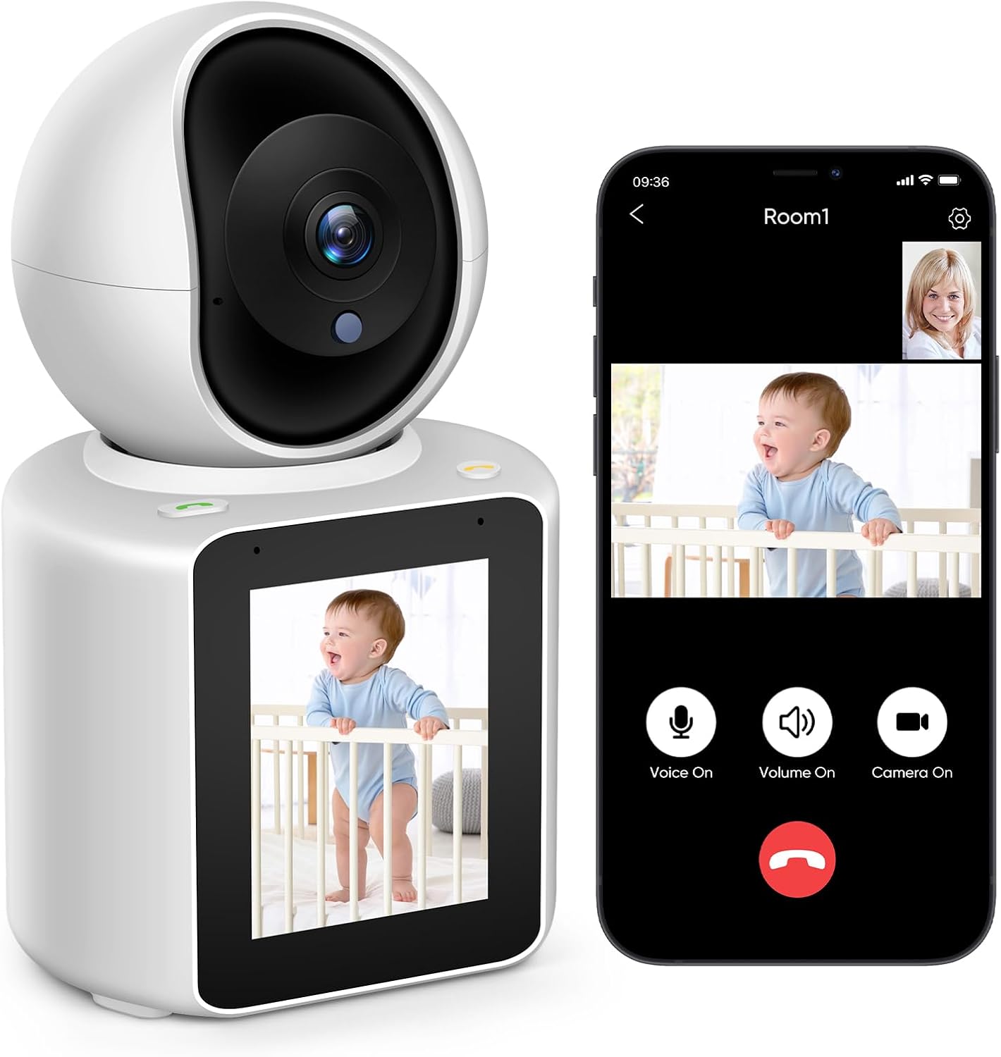 Two-Way Video/Audio Indoor Camera, Child/Elder/Dog/Pet Camera with Phone App, 1080P Home Security Camera with Pan Tilt, Night Vision, One-Button Call, Motion Detection, Human/Sound/Crying Detection Two-Way Video/Audio Indoor Camera, Child/Elder/Dog/Pet Camera with Phone App, 1080P Home Security Camera with Pan Tilt, Night Vision, One-Button Call, Motion Detection, Human/Sound/Crying Detection