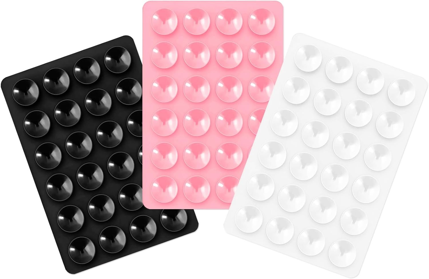 Suction Phone Case Adhesive Mount 3 Pack, Silicone Hands Free Phone Accessory Holder, for Selfies and Videos (Black+Pink+White) Suction Phone Case Adhesive Mount 3 Pack, Silicone Hands Free Phone Accessory Holder, for Selfies and Videos (Black+Pink+White)