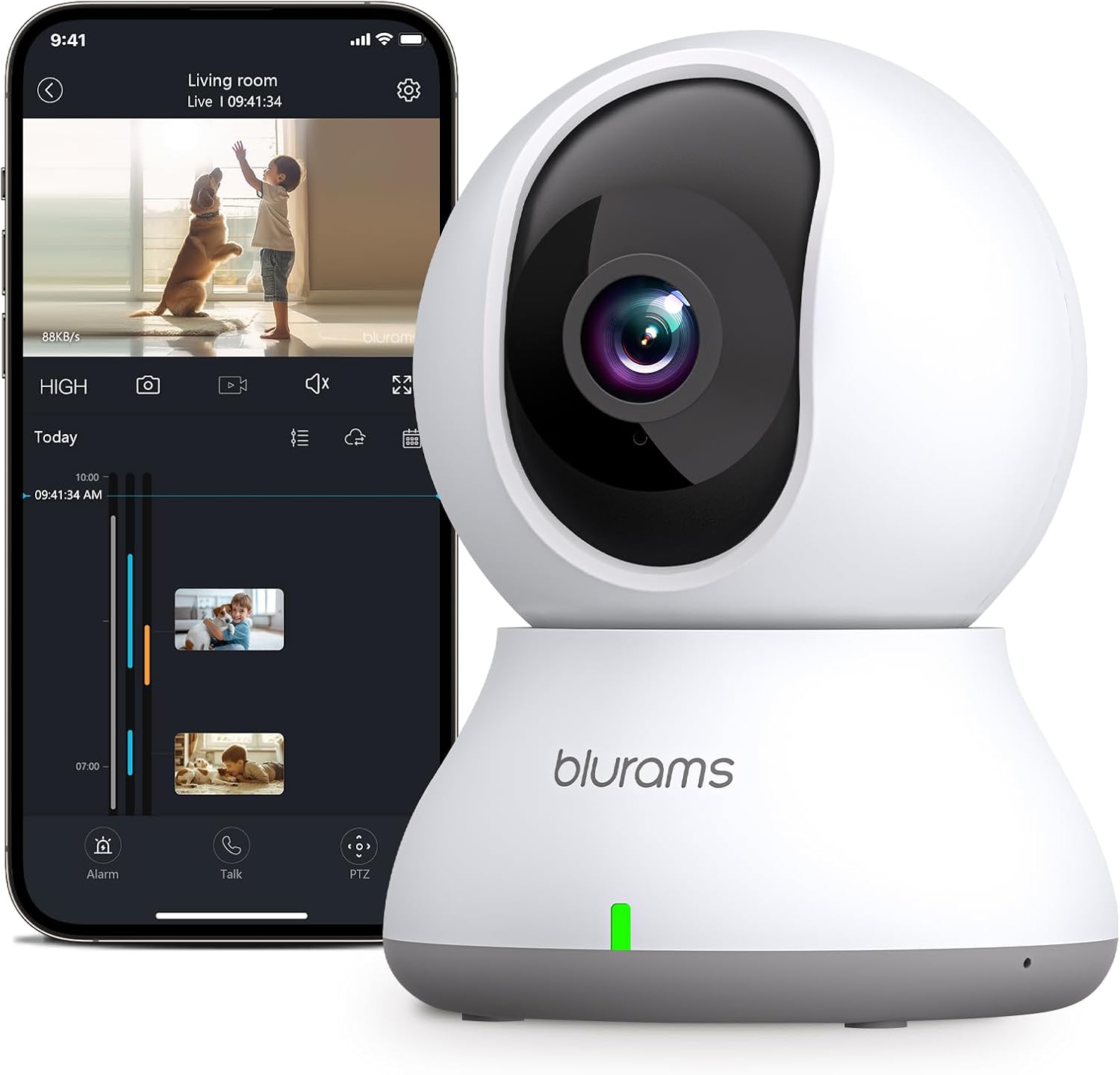 blurams Security Camera, 2K Indoor Camera 360° Pet Camera for Home Security w/Motion Tracking, Phone App, 2-Way Audio, IR Night Vision, Siren, Works with Alexa & Google Assistant(2.4GHz ONLY) blurams Security Camera, 2K Indoor Camera 360° Pet Camera for Home Security w/Motion Tracking, Phone App, 2-Way Audio, IR Night Vision, Siren, Works with Alexa & Google Assistant(2.4GHz ONLY)