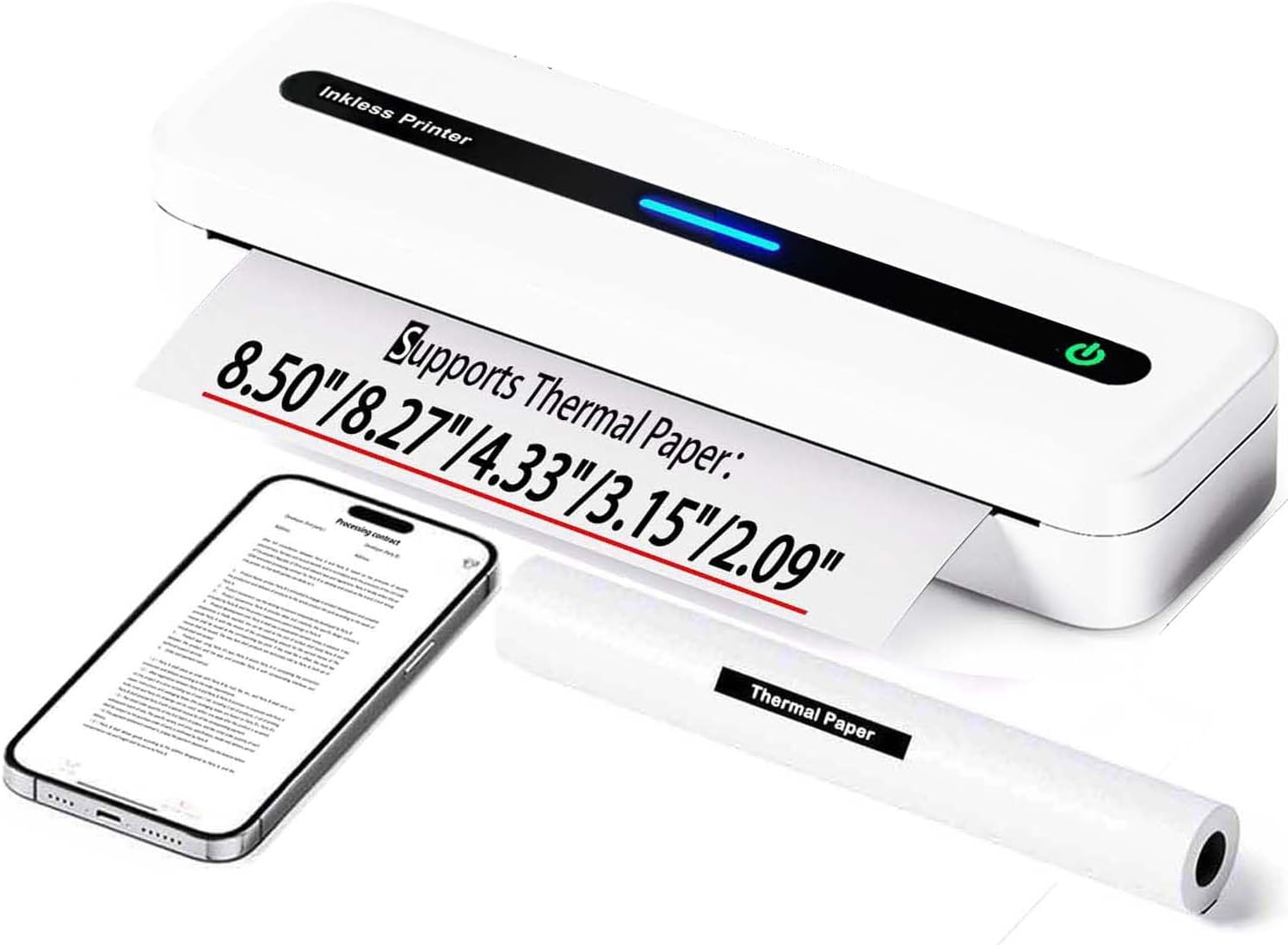 Portable Printer Wireless Bluetooth for iPad iPhone Android Laptop – A4 Inkless Printer for 2″/3″/4″/8.26″/8.5×11″ Thermal Paper – 300DPI Mobile Printer for Vehicle Travel Home Office PDF Word TXT Portable Printer Wireless Bluetooth for iPad iPhone Android Laptop – A4 Inkless Printer for 2″/3″/4″/8.26″/8.5×11″ Thermal Paper – 300DPI Mobile Printer for Vehicle Travel Home Office PDF Word TXT