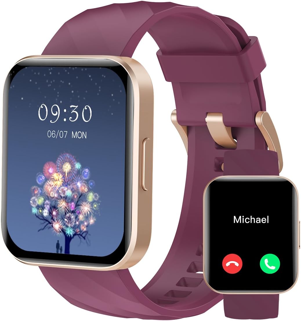 RUIMEN Smart Watches for Women Men (Answer/Make Calls) Compatible with iPhone/Android Phones, 1.85″ HD Screen Fitness Tracker Heart Rate Monitor 100+ Sports Tracker Watch Waterproof (Purple) RUIMEN Smart Watches for Women Men (Answer/Make Calls) Compatible with iPhone/Android Phones, 1.85″ HD Screen Fitness Tracker Heart Rate Monitor 100+ Sports Tracker Watch Waterproof (Purple)