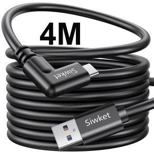 USB C Link Cable 13ft/4m, USB3.0 A to USB Type C Cable 90 Degree 5Gbps Data Transfer USB C Charging Cable for Quest 1/2, Virtual Reality Headset Galaxy S21 S20 Note20