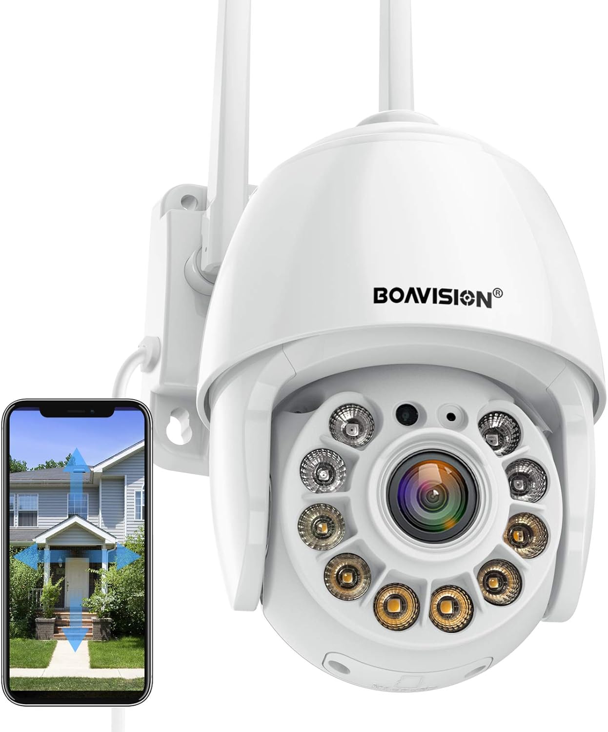 BOAVISION Security Camera Outdoor, Wireless WiFi IP Camera Home Security System 360° View,Motion Detection, auto Tracking,Two Way Talk,HD 1080P pan Tile Full Color Night Vision BOAVISION Security Camera Outdoor, Wireless WiFi IP Camera Home Security System 360° View,Motion Detection, auto Tracking,Two Way Talk,HD 1080P pan Tile Full Color Night Vision