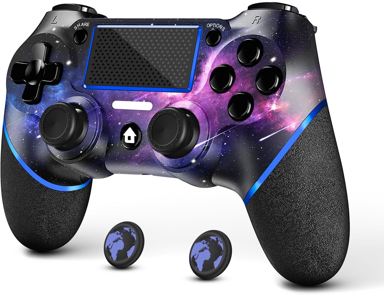 AceGamer Wireless Controller for PS4 with 2 Thumb Grips, 3.5mm Audio and Turbo Function, Purple Galaxy Custom Design V2 Gamepad Joystick for PS4, Compatible with PS4, Slim, Pro and Windows PC AceGamer Wireless Controller for PS4 with 2 Thumb Grips, 3.5mm Audio and Turbo Function, Purple Galaxy Custom Design V2 Gamepad Joystick for PS4, Compatible with PS4, Slim, Pro and Windows PC