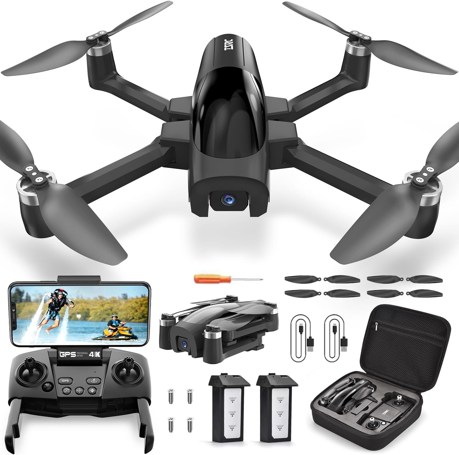 GPS Drone with 4K Camera for Adults, TSRC A6 Foldable RC Quadcopter with Auto Return, Follow Me, Optical Flow, Waypoint Fly, Circle Fly, Headless Mode, Altitude Hold, 46 Mins Flight Time GPS Drone with 4K Camera for Adults, TSRC A6 Foldable RC Quadcopter with Auto Return, Follow Me, Optical Flow, Waypoint Fly, Circle Fly, Headless Mode, Altitude Hold, 46 Mins Flight Time