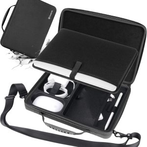 Smatree Hard Shell Carrying Case Compatible for 12-14.2 inch MacBook Pro 2023/13-13.6 inch MacBook Air 2022/12.9 inch iPad Pro/Surface Pro 8, Laptop and Tablet Shoulder Bag (Black)